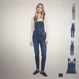 A blue denim overalls